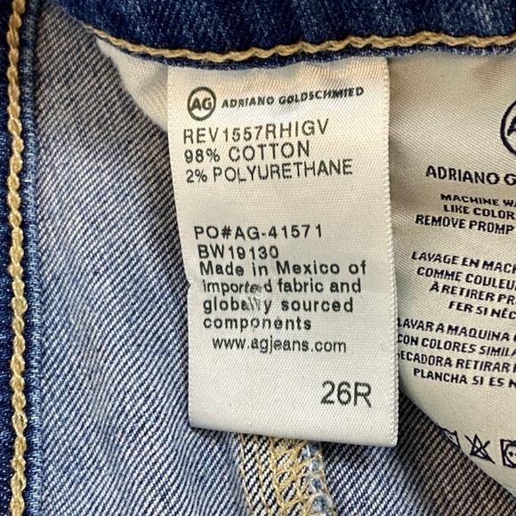 AG Adriano Goldschmeid Prima Crop Cigarette Jeans Womens 26R Raw Hem Medium Wash - Picture 9 of 15